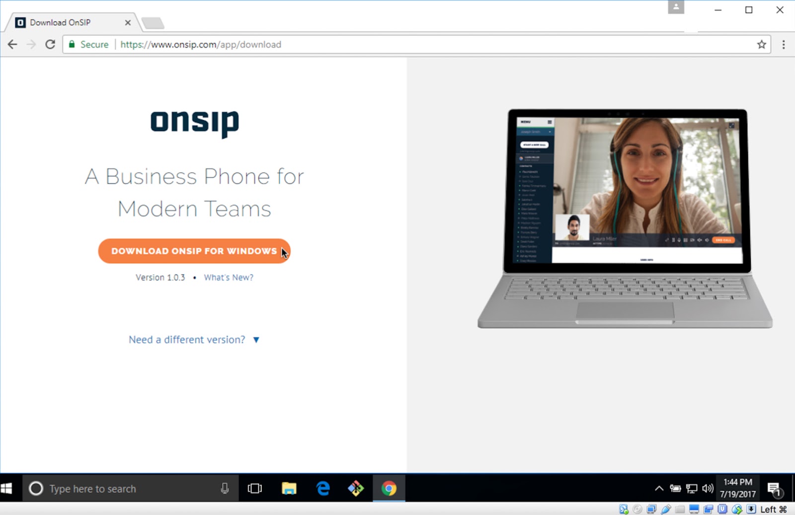 OnSIP app softphone download page