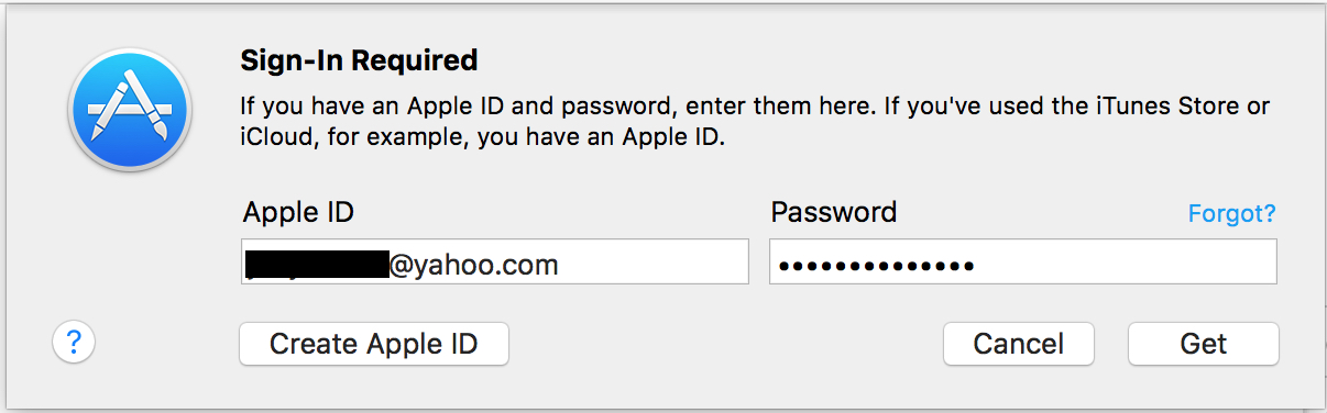 Enter your App Store user credentials again