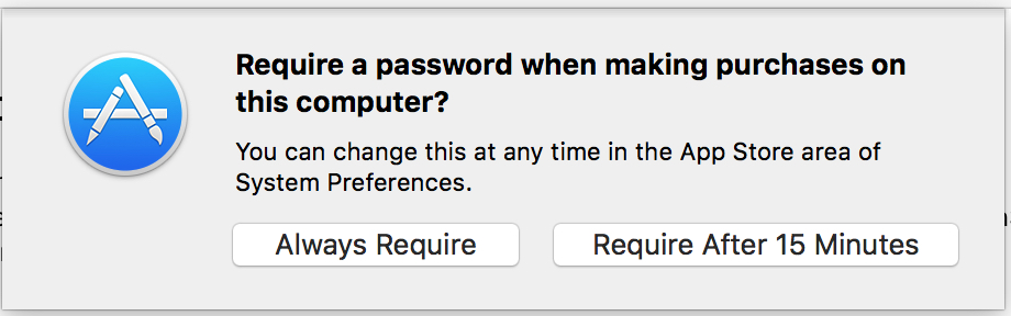 Mac App Store password prompt