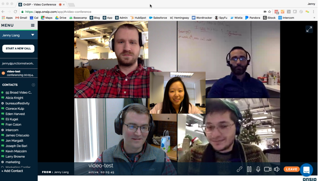 Multi-party video conference call in the OnSIP app