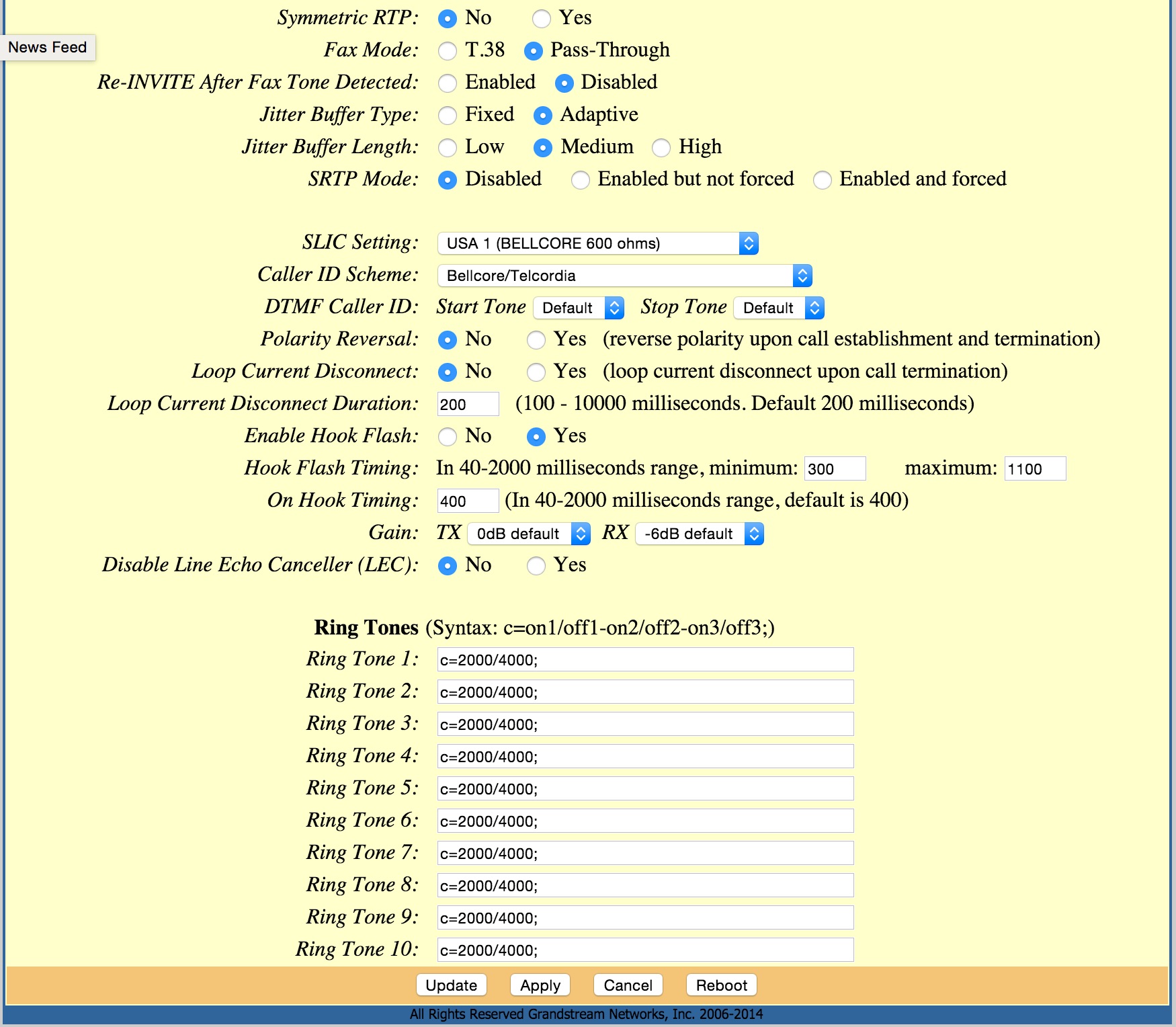 setup firewall for onsip