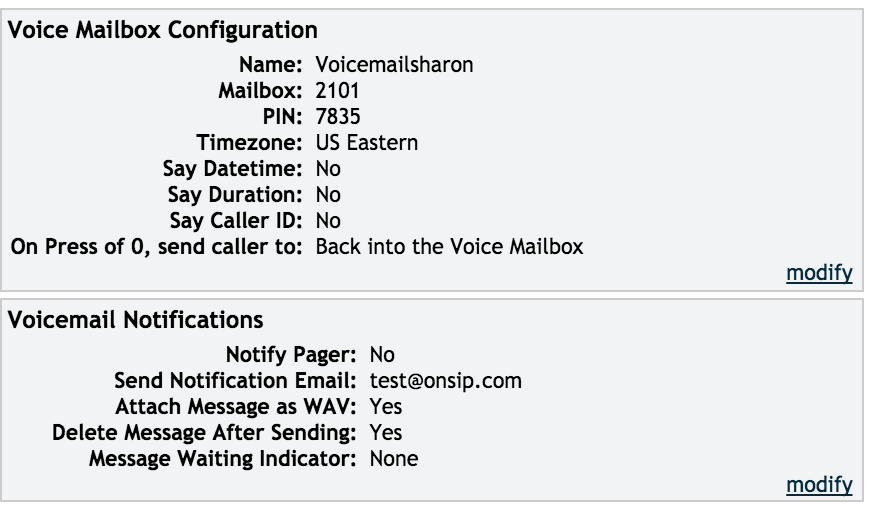 Voicemail notification settings