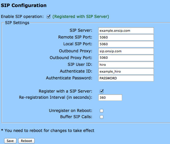 CyberData SIP Configuration